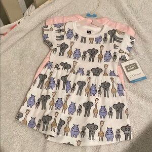 Hudson Baby 2 piece 0-3m dresses Cute Animal and pink polka dot Baby Dress